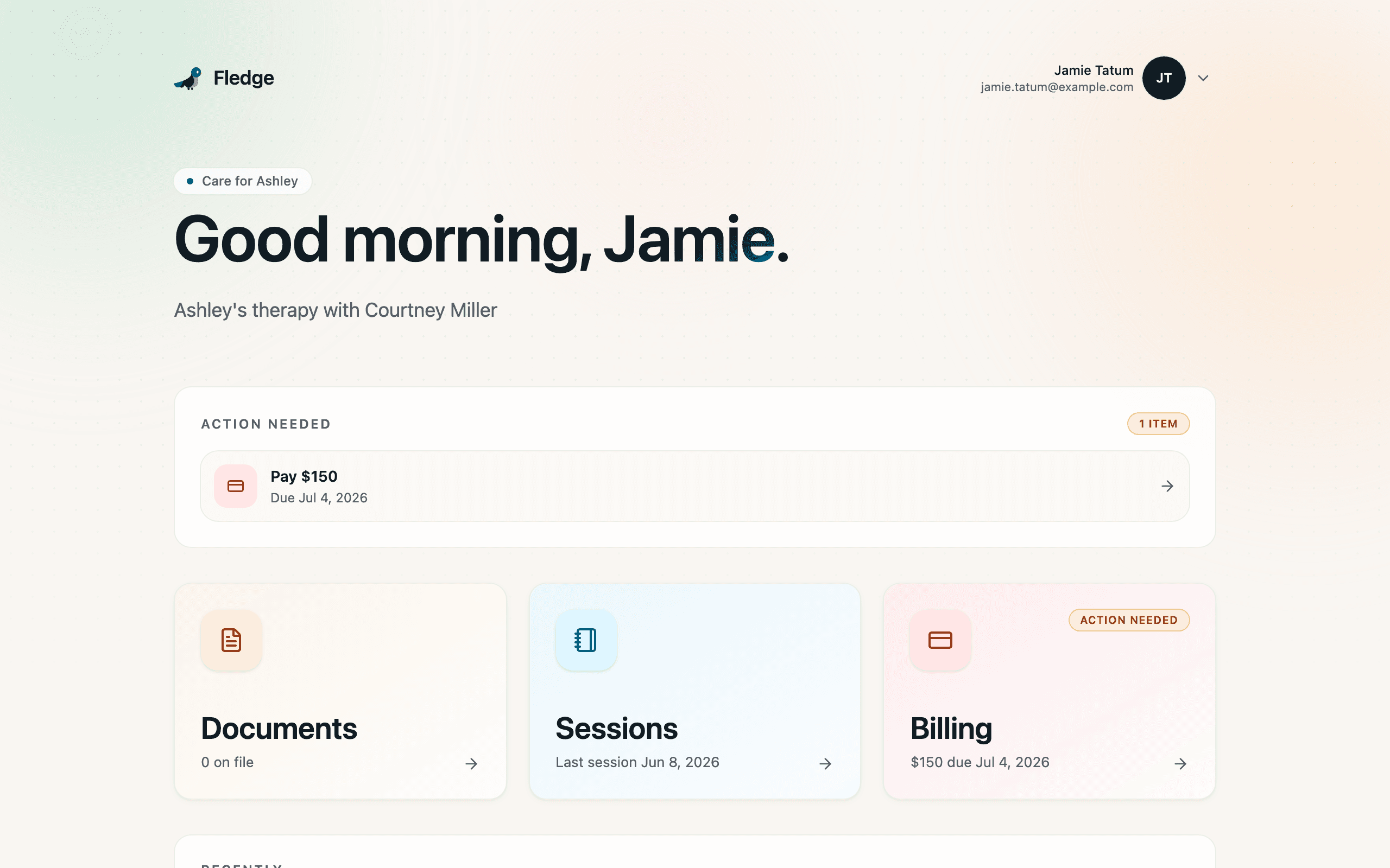 Fledge patient portal — good morning, Jamie.