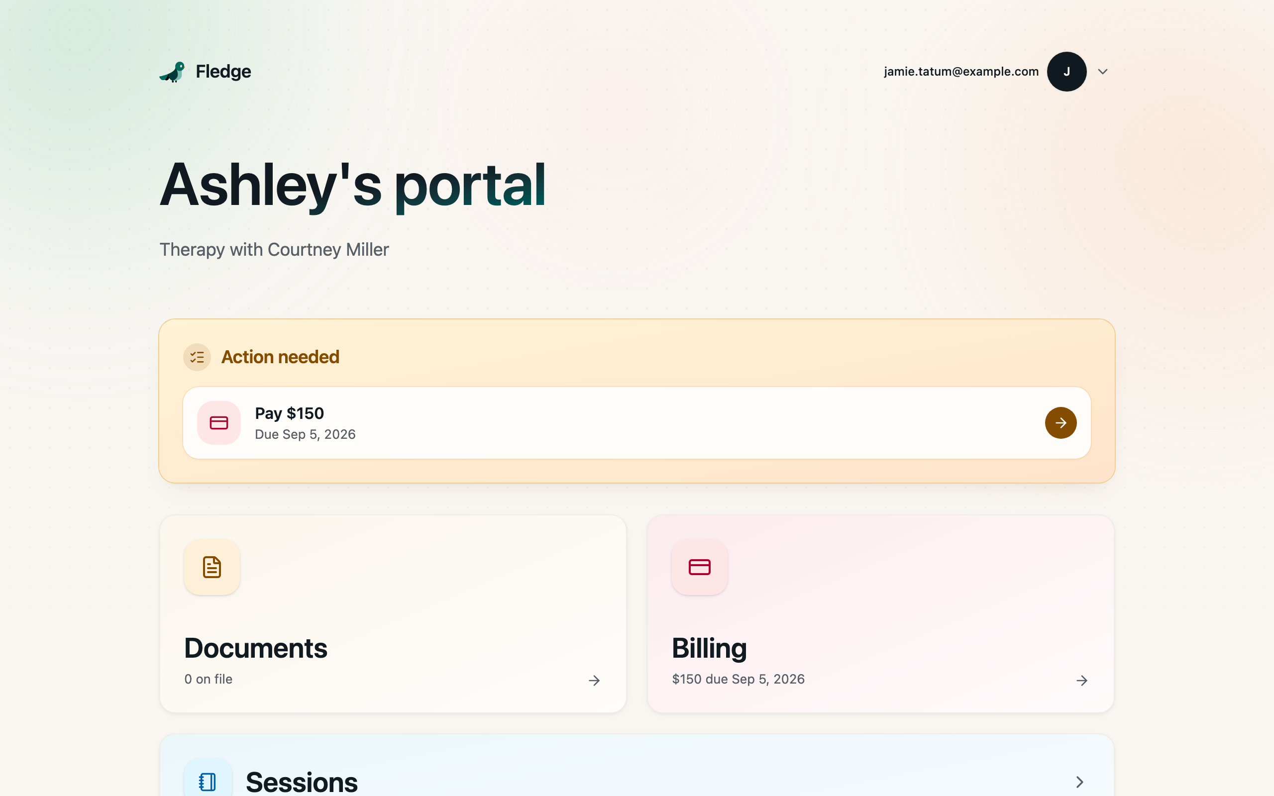Fledge patient portal — good morning, Jamie.